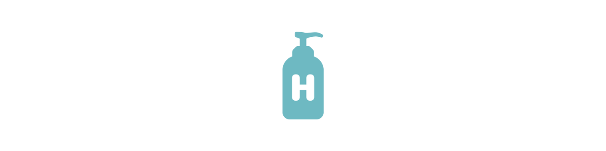 A blue shampoo bottle icon with an H in the center.